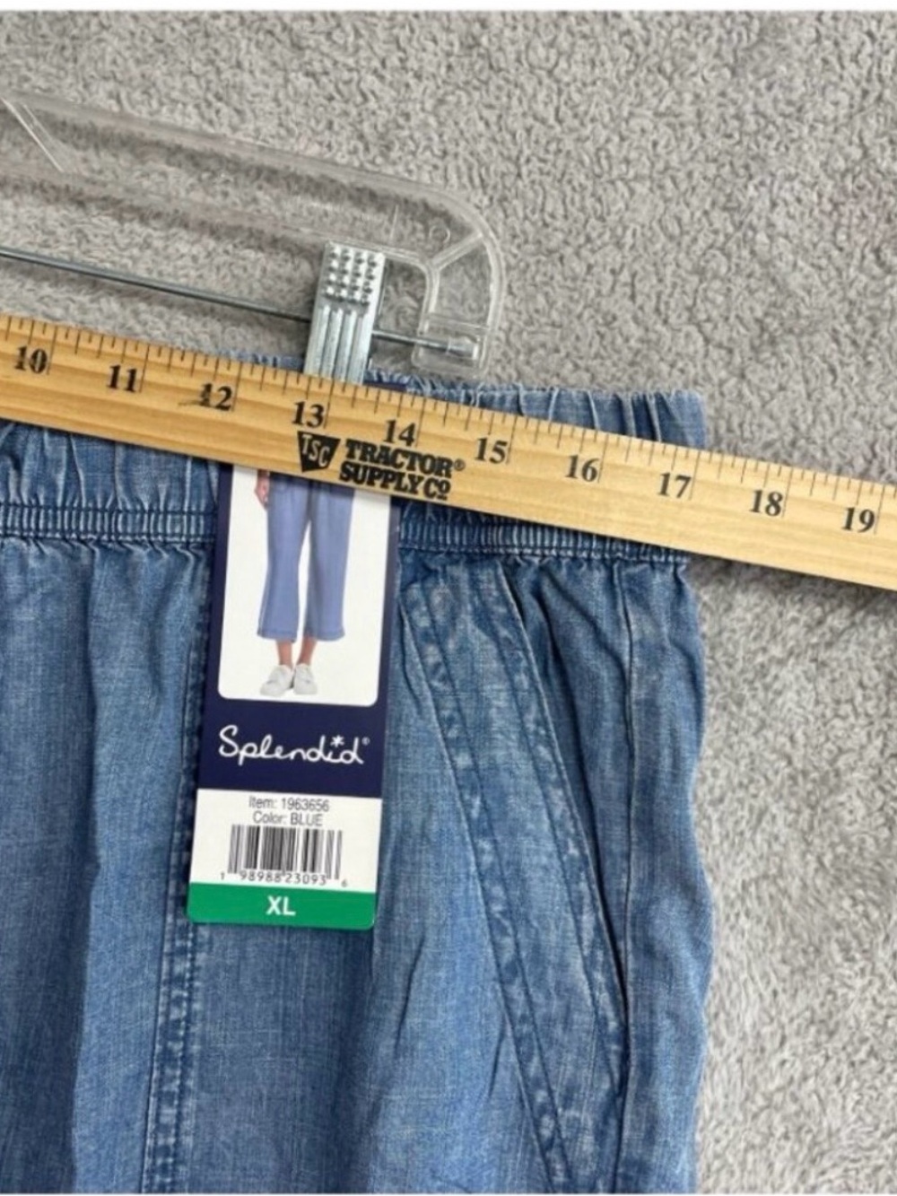 NWOT Womens Splendid Chambray Blue Wide-Leg Cropped Capris XL Costco - Picture 3 of 8